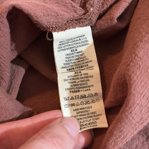 Free People Brown On the Island Crochet Yoke Blouse - Picture 10 of 11